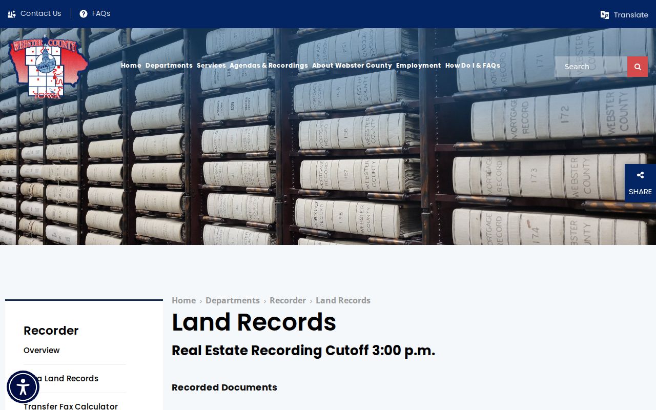 Webster County Recorder land-record guidance for Fort Dodge streets